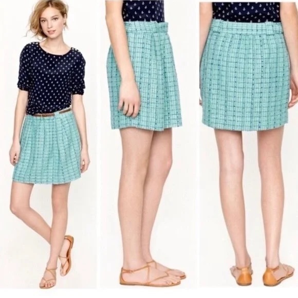 J. Crew Shirred mini in Tidepool tweed